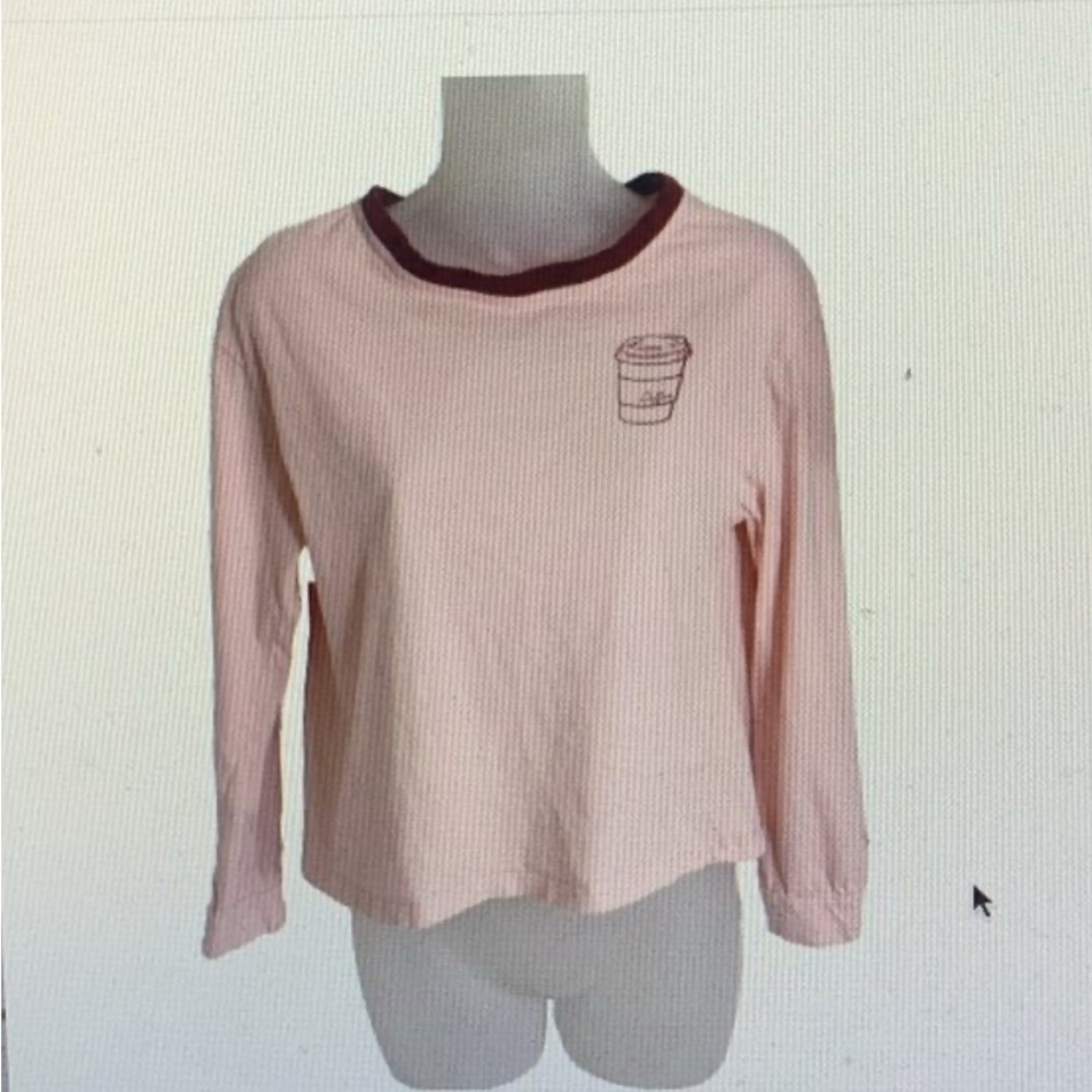 Rebellious One Pink Long Sleeve Tee with Coffee Cup Design - Picture 7 of 7